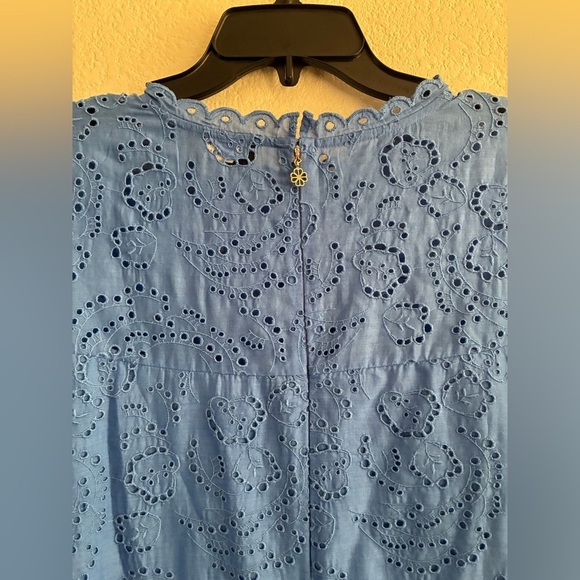 Kate Spade Floral Eyelet Puff Sleeve Dress in Blue 10 - Picture 7 of 16